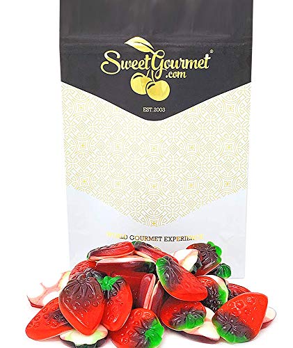 SweetGourmet Giant Strawberries With Cream | Bulk Gummy Candy | 1 Pound