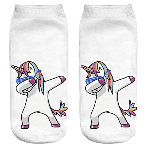 Ferocity Lustige Socken Sneaker Halbsocken Strümpfe Sportsocken Füßlinge mit Motiv 3D Einhorn tanzen [001], unicornss, 36 - 40
