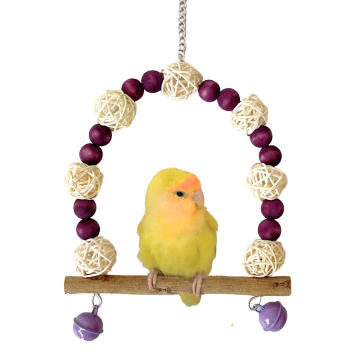 Parakeet Playground Bird Cage Accessories Bird Cage Wood Swing Cockatiel Perch Swing Pet Parrot Playstand Parrots Canary Toys for Cage Bird Toy Wooden Training Supplies (Purple)