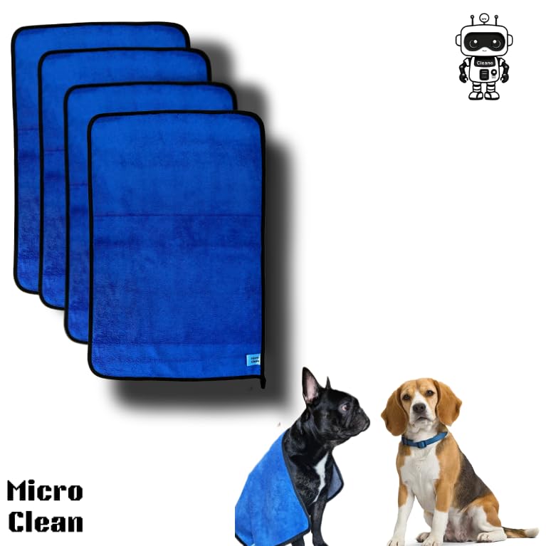 Micro Clean Pet Towels Pack of 2 – 600 GSM Microfiber Towels for Dogs & Cats | Soft, Quick-Dry, Odor-Resistant | Medium 40x60 cm | Ultra Absorbent Pet Bath Drying Towel for Grooming & Travel 4