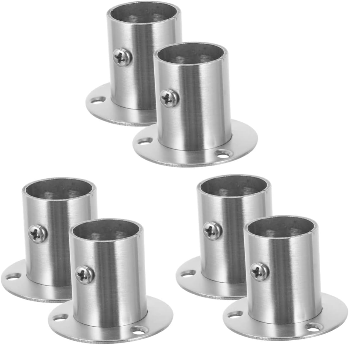 Cabilock 6pcs Heavy Duty Stainless Steel Closet Rod Holders Flanges for Wall Support Rustproof Rod Brackets for Wardrobe and Laundry Room for Towel and Clothing Storage