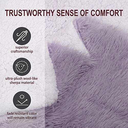 Piccocasa Faux Fur Blanket Queen Size Thistle Soft Warm Reversible Sherpa Blanket Luxury Shaggy Plush Fluffy Fleece Blankets For Sofa, Couch And Bed,90X90 Inch #TOP2