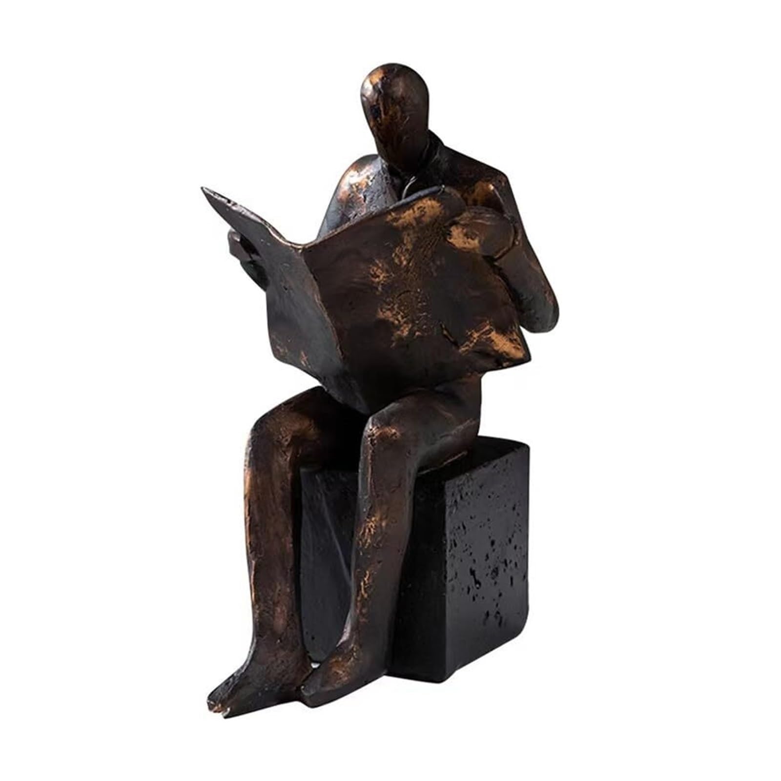 Yofab Office Cubicle Decor Creative Abstract Reading Character Figurine Sculpture Decor 2 Colors to Choose Coffee Table Centerpiece(Bronze Style B)