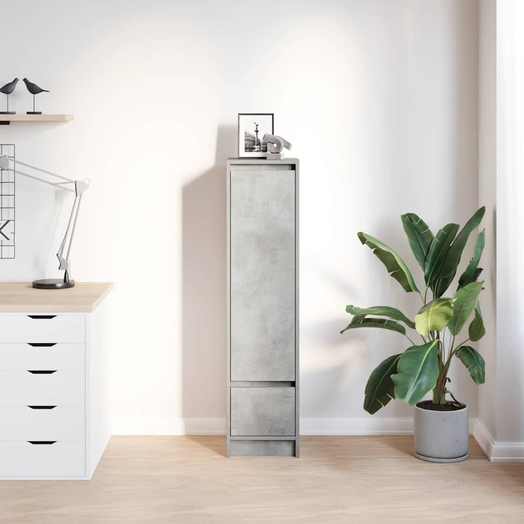 Hothingwell Bufet wysoki szary beton 29,5x34x119,5 cm Drewno inżynierskie