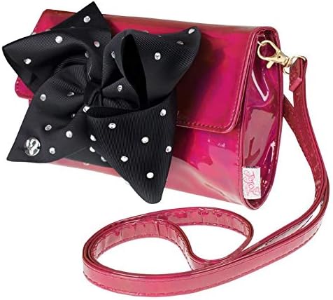 JoJo Siwa Iridescent Pink Shoulder Bag Clutch Bag & Black Rhinestone Hair Bow