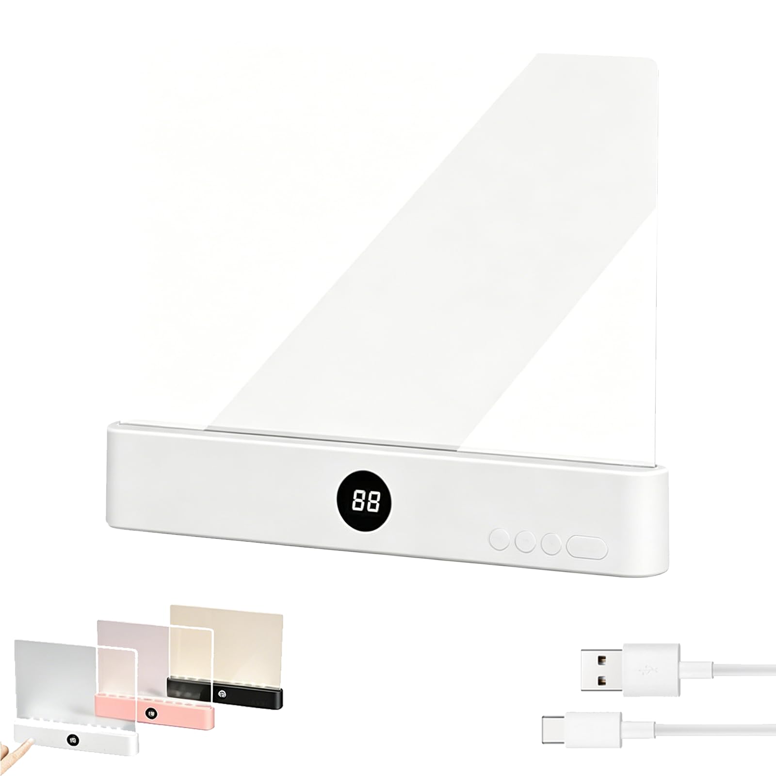 Dewppxi Smart LED Book Light, Tragbare Flaches Buchlicht, Intelligente LED Buchlampe, Augenschutz Leselicht Buch Buchseite Licht Mit 3 Farben und Timer, Zum Lesen Im Bett Bei Nacht