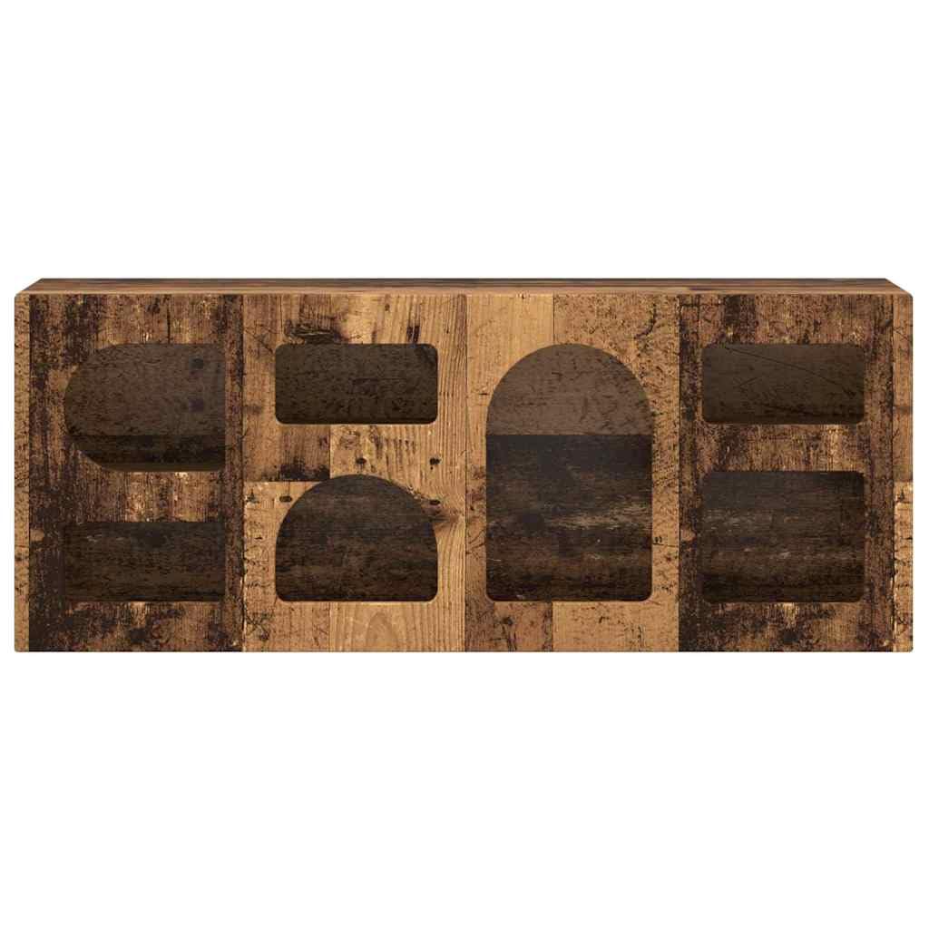 Szafka pod telewizor, stare drewno, 100 x 35 x 40 cm, materiał drewnopochodny, z 7 półkami, do salonu, sypialni, do przechowywania mediów