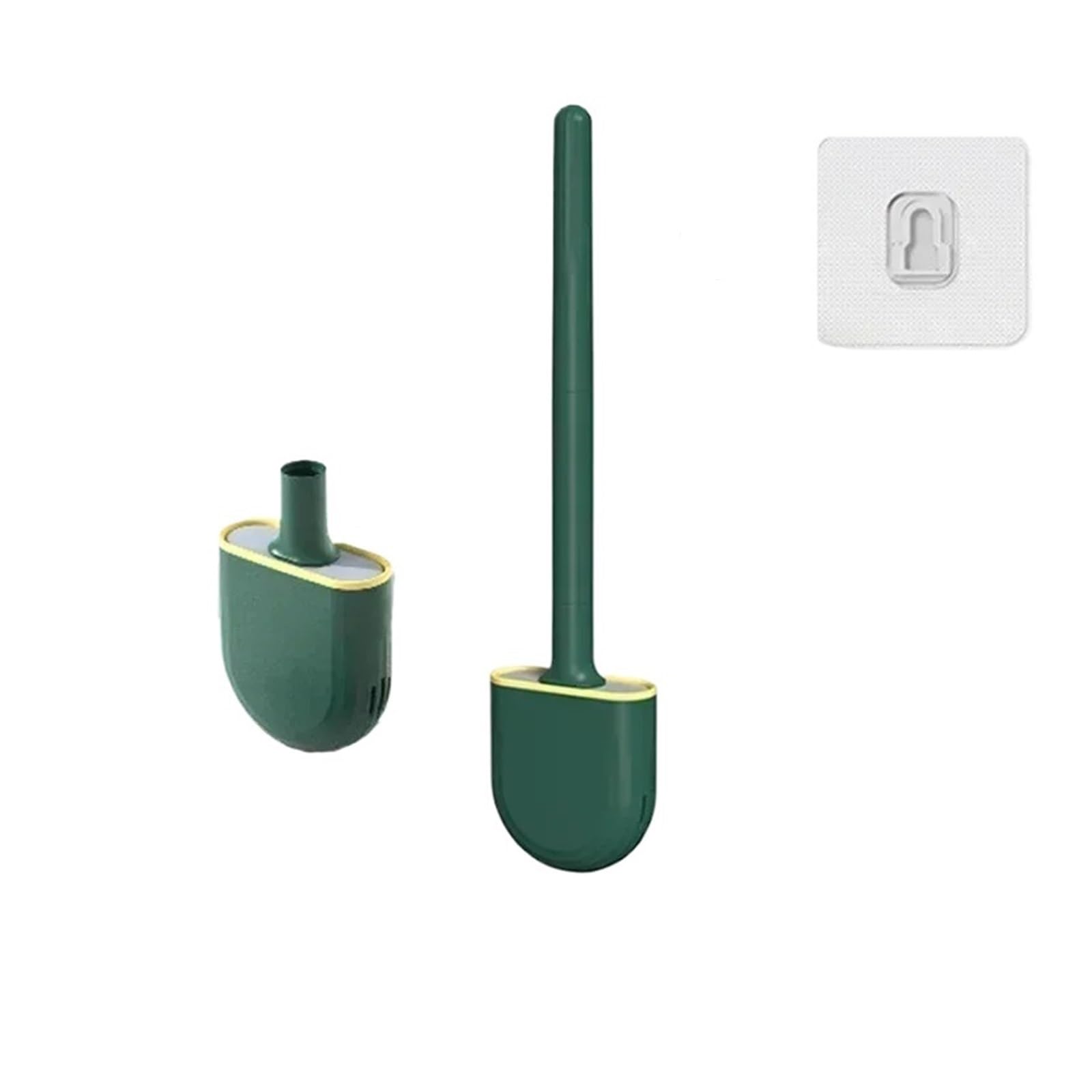 Toilet Brush Toilet Brush For Cleaning Silicone Cleaner Bathroom Wall Mounted Quick Drying Flat Flexible Head(Green)
