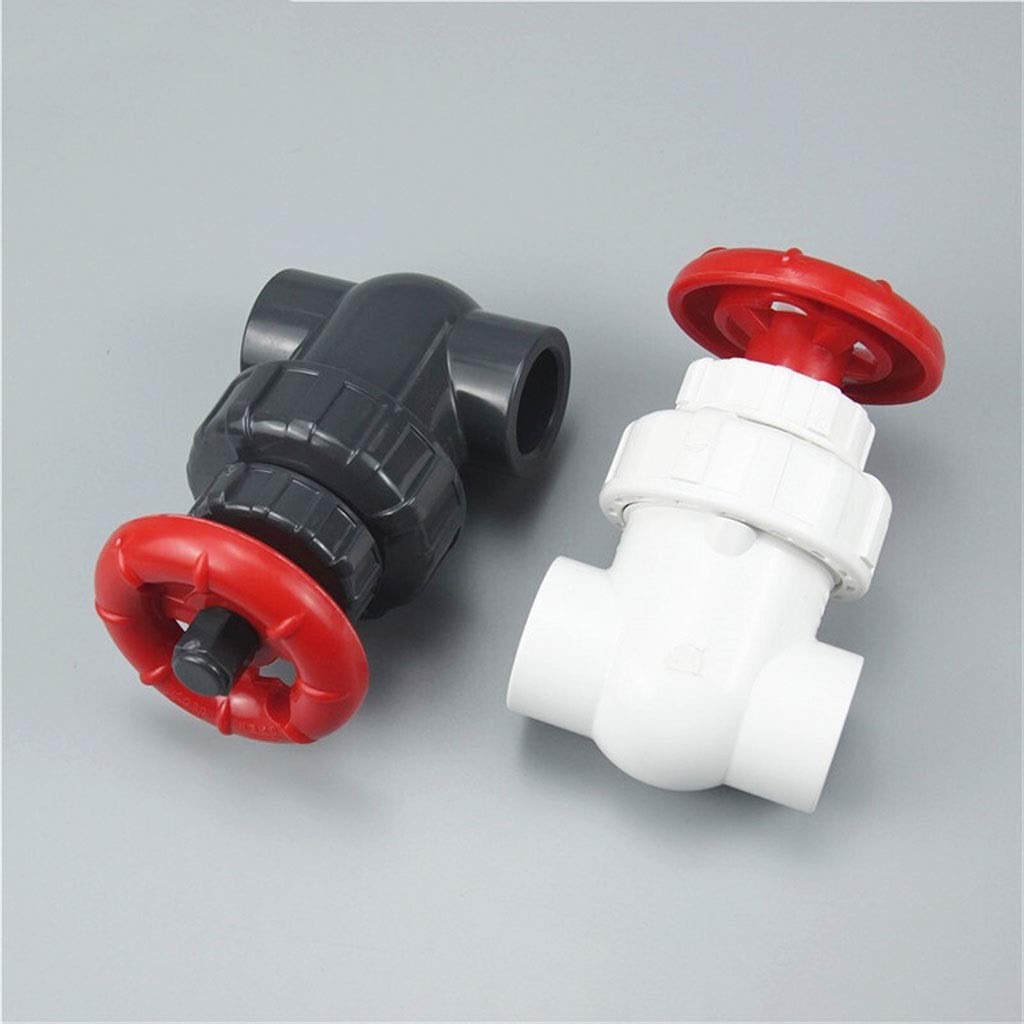 válvula de Bola, válvula de Cierre, Válvula de compuerta UPVC ID 20/25/32/40 mm, Control de Flujo de precisión, válvula de esclusa de PVC (Color: Blanco, tamaño: I.D63 mm (DN50)) (