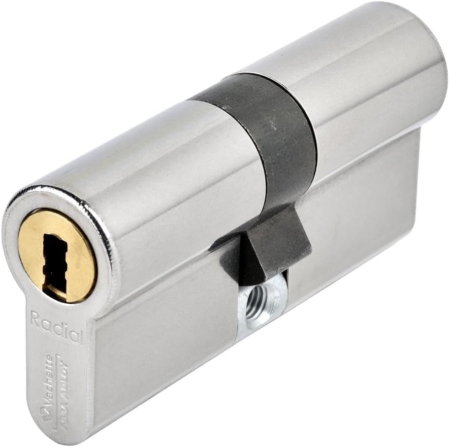 Radialis – Maximum Security Stainless Steel Lock Cylinder 42.5 x 42.5 mm for Exterior, Front Doors – 4 Uncopying Keys, 42,5x42,5