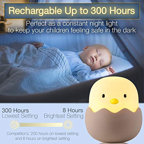 Night Light For Kids | Baby Nursery Lamp With Touch Controls | Cute Chick Bedside Nightlight For Nursing/Breastfeeding | Usb Rechargeable | Newborn Or Toddler Bedroom Decor For Boys And Girls #TOP2