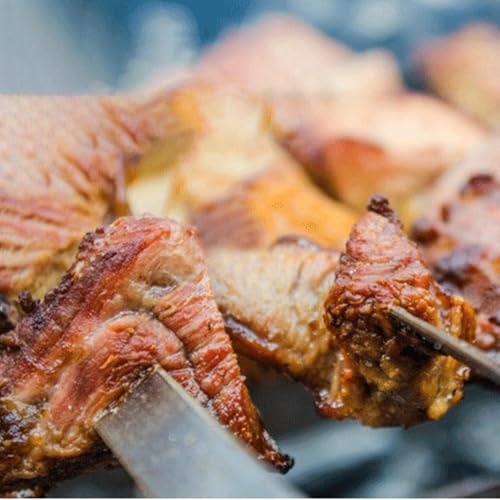 Pinchos de metal para barbacoa planos y reutilizables ideales para carne, pollo y camping 6