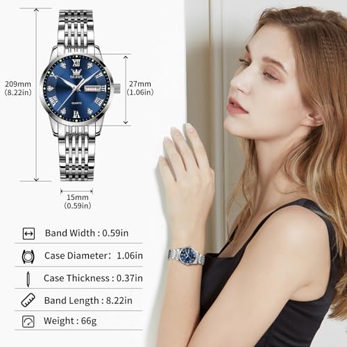 Image of OLEVS Luxury Ladies Watches,Women's Watch with Day and Date,Female Watch for Small Wrist,Gold Stainless Steel Watches for Women,Easy Read Ladies Wrist Watches Waterproof(Adjustable Strap