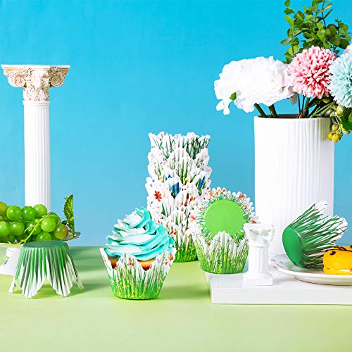 240 Pieces Cupcake Liners Petal Grass Shaped Cupcake Wrappers Grass Flower Cupcake Baking Cups Spring Themed Paper Wraps Muffin Case Trays For Mother's Father's Day, 4 X 2.4 X 2 Inch (Stylish Style) #TOP2