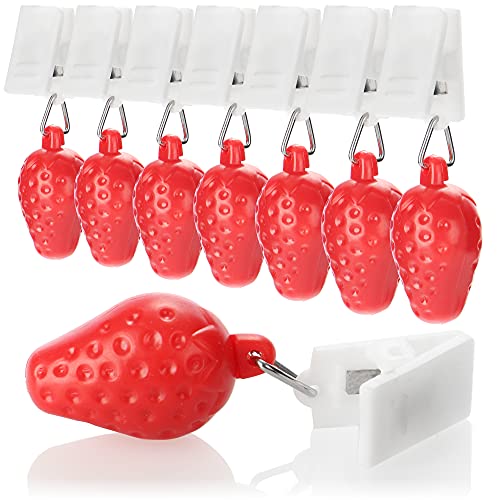 com-four® 8X Tischdeckenbeschwerer - Tischtuchgewichte mit Klammer - Tischtuchklammer im Frucht-Design - ca. 20 g (8 Stück - Erdbeere)