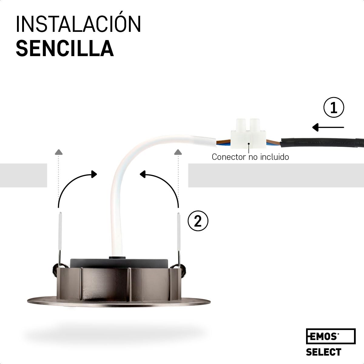 EMOS Focos Led Interior Techo, 230 V, 4.9 W/380 lm, 50° orientable, extra plano, blanco cálido 3000K, 12 Pack, Ojos de Buey Led Para Techo, níquel