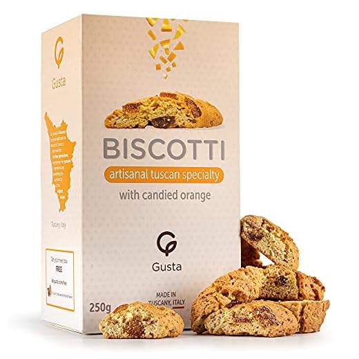 Gusta Authentic Soft Biscotti Cookies Made in Tuscany, Italy - Candied Orange - Original Two Bites Size - All Natural Ingredients - Fresh & Genuine Italian Dessert Treats - 8.82oz