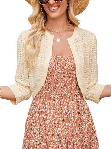 Women's Bolero Shrugs Cropped Cardigan Merino Wool Sweaters Open Front Sweaters Lightweight Shrugs for Dresses