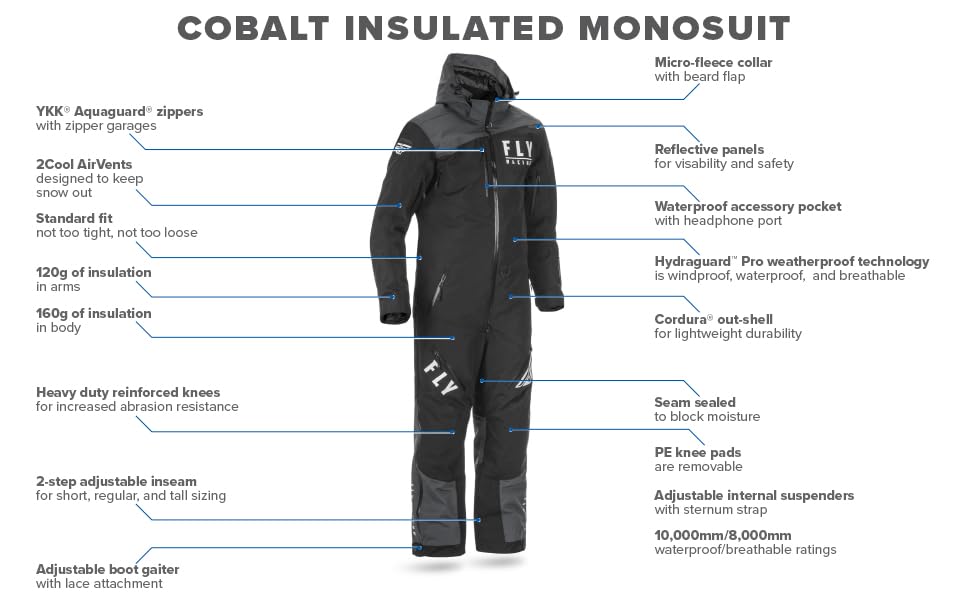 Amazon.com: Fly Racing Cobalt Snowmobile Monosuit (Black