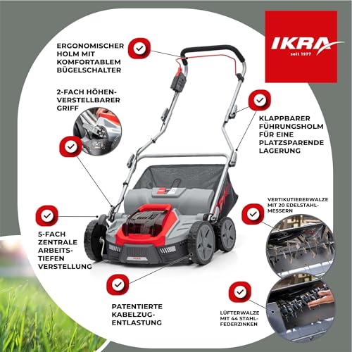 IKRA 3in1 Vertikutierer Rasenlüfter IB-SR 36, ohne 36V Akku & Ladegerät – Ansicht 3