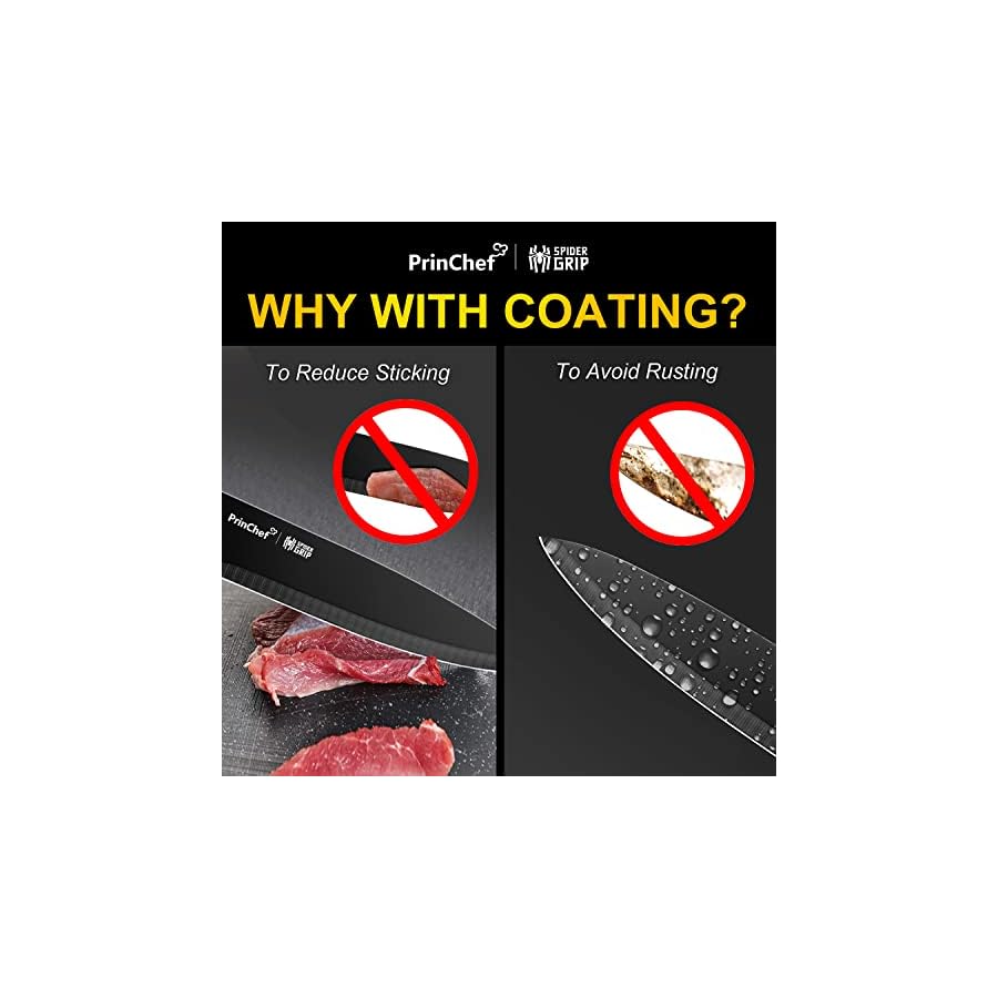 PrinChef-Kitchen-Knife-Set-19-Pcs-Dishwasher-Safe-Knife-Set-with-Acrylic-Stand-High-Carbon-Stainless-Steel-Knife-Sets-with-Sharpener-Scissors-and-Peeler-Coated-with-Nonstick-Coating-Black PrinChef Knife Set, 19 Pcs Rust Proof Knives Set for Kitchen, with Acrylic Stand, Sharpener, Scissors and Peeler, Stainless Steel kitchen knife set Nonstick and No Scratch