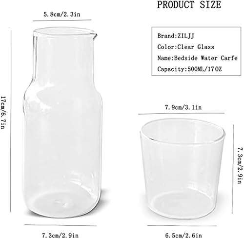 Miniatura 6 de Juego de jarras de agua de cabecera con vaso para mesita de noche de dormitorio, botella de enjuague bucal de vidrio para baño, jarra de agua de