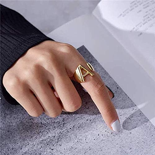 GoldChic Jewelry Adjustable Initial Ring for Women Men, Gold Bold