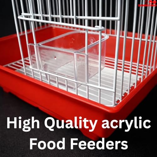 Image of SANSEFERO Hanging Bird Cage for Lovebirds, Parrots, Parakeets, Budgies and Cockatiels Included Bottom Tray, Feeders, Bird Swings & Plastic Perches (12X9X15 Inch)