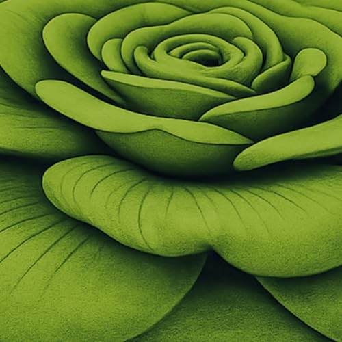 Image of Luxe Home 3D Bath Mat Rose Shaped Super Soft, Anti Slip Skid, Washable, Quick Dry Floor Mat for Bathroom, Bedroom, Living Room (Green, 67x71 cm)