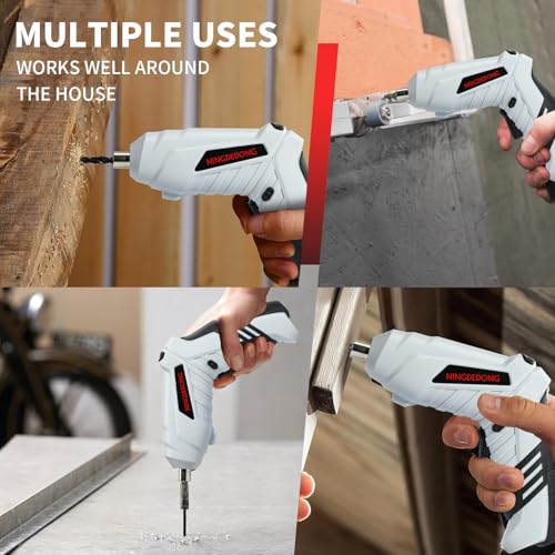Image of Electric Cordless Screwdriver Set, power-screw-guns，Rechargeable Cordless Power Tool with Carrying Case and Bits (white)