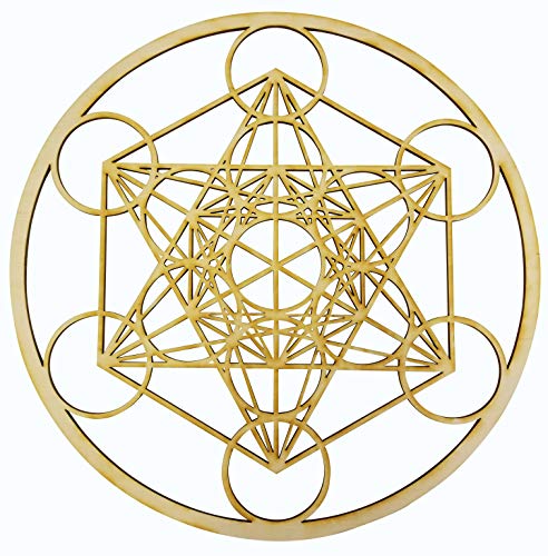12" Metatron's Cube Wall Art | 12â€ Diameter - 1/8â€ Thick | Wooden Wall Art, Crystal Grid, Platonic Solids, Zen Wall Art, Wooden Art, Wooden Wall Art Decor | Sacred Geometry Art, Geometry Art