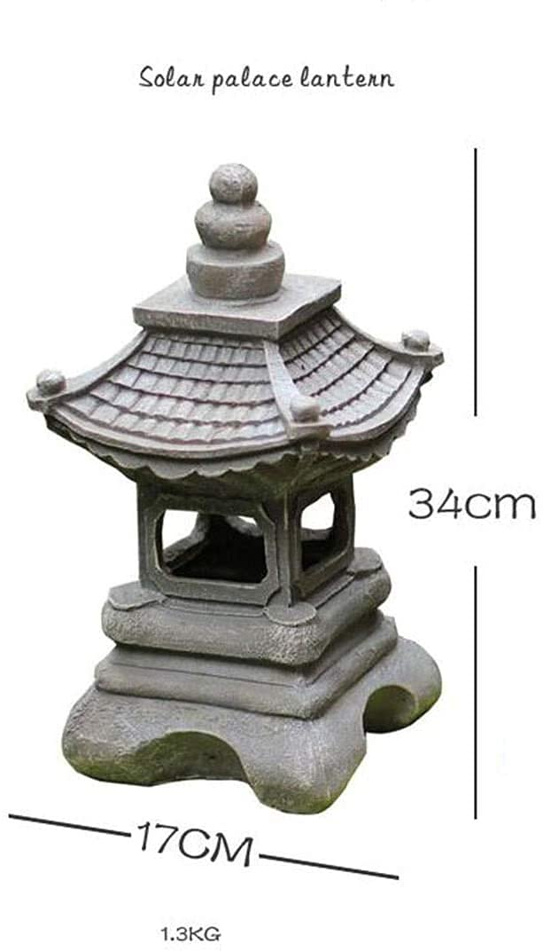 Rzeźba ogrodowa 33,4 cm mała pagoda ogrodowa latarnia solarna lampa, japoński styl zewnętrzny stupa statuetka zen sztuka orientalna rzeźba trawnika