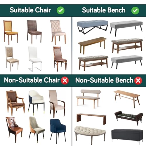 Image of HOKIPO 'SereneSolids' 140 GSM Dining Chair Cover Set of 4 with 1 Bench Cover, Teal (AR-6282-TL)