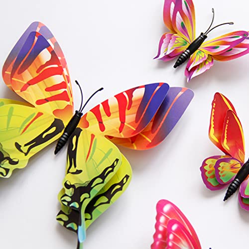 Image of JAAMSO Royals Multi 3D Magnet Butterfly Stickers for Wall, Butterfly Decoration Items, Butterfly Stickers, Butterfly Wall Decor, Butterflies, Butterflies for Wall Decoration (Set of 12)