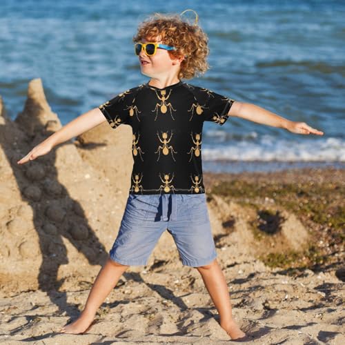 Kids Swimsuit Black Ant Funny Cartoon Sunscreen T-Shirts Swimwear Sets UPF 50+4