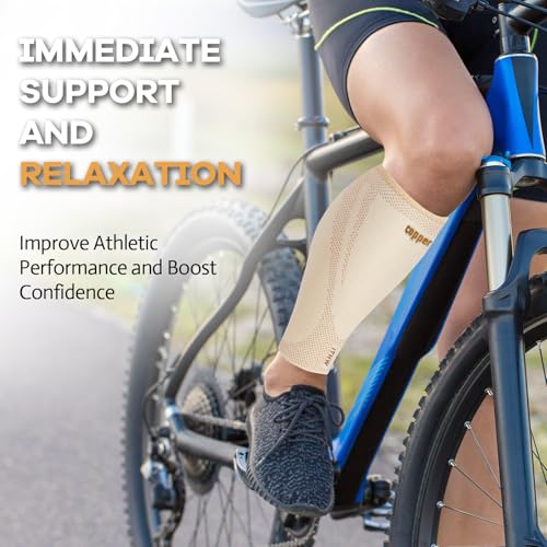 Image of Copper Calf Compression Sleeves for Men Women, Shin Splint Relief, Grip