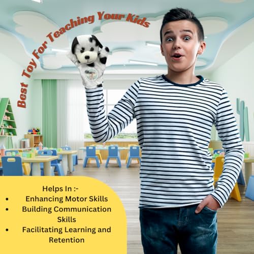 Image of White Dalmatian Dog Hand Puppets for Kids Learning | Soft Plush Hand Puppet Toys for Storytelling, Role Play & Interactive Teaching | Educational Toys for Kids & Toddlers