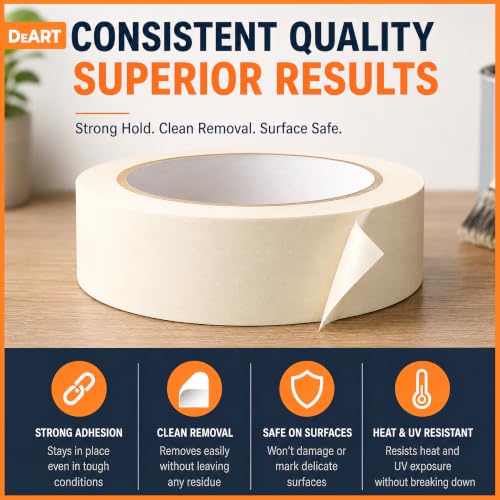 Image of DEART Colored Masking Tape Painters Tape 12, 8 or 6 Pack - 1 or 0.6 Inches for DIY Crafts Arts Supplies, Whiteboard Tape Dry Erase Board Tape for Kids No Residue (4, 0.7 Inch Beige)
