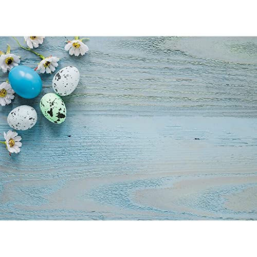 Fondos de fotografía de Suelo de Madera de Flores de Vinilo de Fondo de Huevos de Pascua para Accesorios de Estudio fotográfico Accesorios de Tiro 10x10ft/3x3m