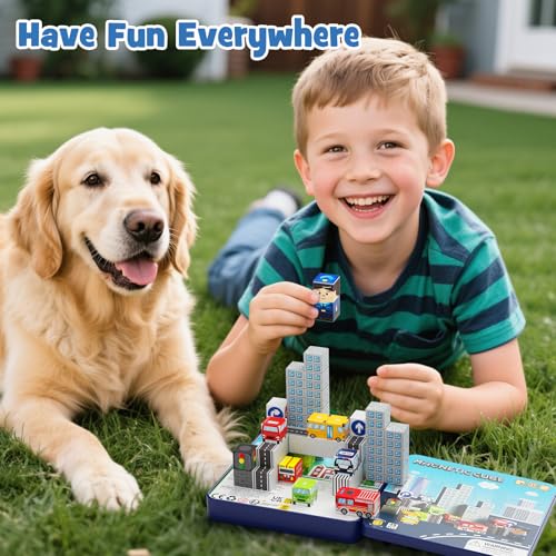 Image of City Traffic Magnetic Blocks Set,Child-Safe STEM Toys with Fully Encased Magnets Non-Toxic & Choking-Proof Travel Learning Gift for Ages 3-8 Car /Airplane Toddler Toy Birthday (49 PCS)