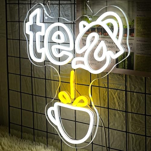 Image of Tea Neon Sign Teapot LED Neon Light White Tea Bar Neon Sign Decor Hanging for Coffee Station, Teahouse, Restaurants, Home, Farmhouse, Kitchen Decoration