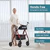 ELENKER All-Terrain Rollator Walker with 8 Non-Pneumatic Wheels, Sponge Padded Seat and Backrest, Fully Adjustment Frame for Seniors,Red