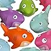 Bedwina Colorful Rubber Sharks (Pack of 12) Neon Squeezable & Squirtable Smiling Sharks, for Kids Pool and Bathtub Play, Summer Birthday Parties, Stocking Stuffers & Decorations