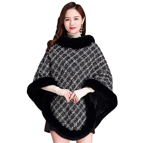 Suéter de capa de punto premium para mujer abrigo poncho con forro grueso JYHBHMZG
