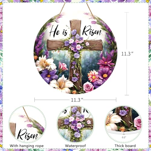 WaaHome-He-is-Risen-Sign-Wreath-for-Front-Door-Decor-Religious-Cross-Easter-Hanging-Door-Decorations-Farmhouse-Flower-He-is-Risen-Door-Sign-Hanger-for-Home-Spring-Wall-Indoor-Outdoor-Decorations WaaHome He is Risen Sign Wreath for Front Door Decor Religious Cross Easter Hanging Door Decorations Farmhouse Flower He is Risen Door Sign Hanger for Home Spring Wall Indoor Outdoor Decorations