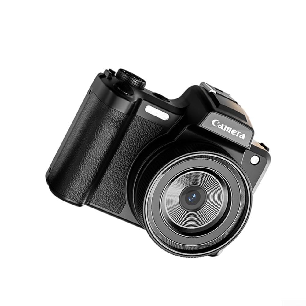 Digitalkamera 4K 68MP mit Autofokus & 28X für zoom für Vlogging – WiFi Kamera mit Klappdisplay, Mikrofonanschluss, Type-C, Schwarz(DC101 Black)