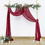 Wedding Arch Draping Fabric, 1 Panel Burgundy Sheer Backdrop Curtain Tulle Fabric Drapery for Arbor Wedding Archway Ceremony Party Ceiling Decor Backdrop
