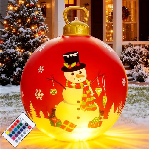 LORESJOY 60cm Aufblasbare Weihnachtskugeln, Groß Leuchtende...