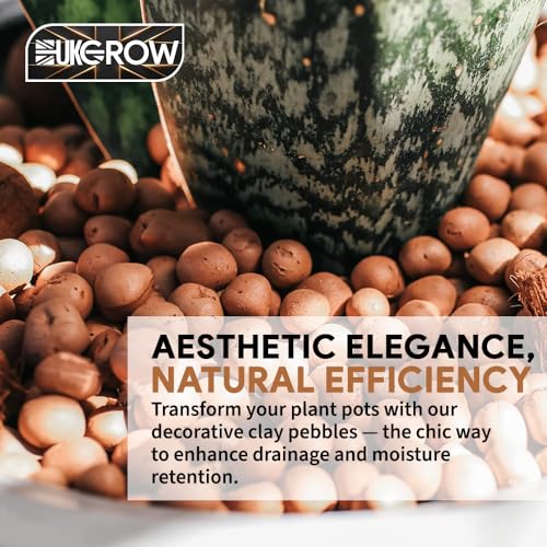 Premium Clay Pebbles For Plants: Multipurpose Growing Medium for Gardens, Hydroponics, Pots Drainage, Orchids, Terrariums, Expanded Clay Pebbles (5L)