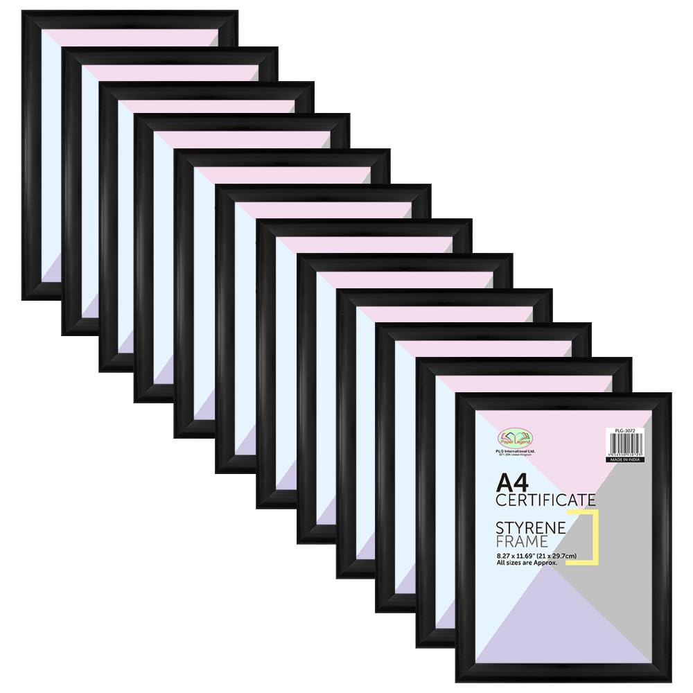 M1SS (Set of 12 – A4 Black Photo Frame with Styrene Front Window Wooden Picture Frame 29.7 x 21cm Wall Hanging and Tabletop for School, Office, Home or Cafeteria Wall and Table Decoration
